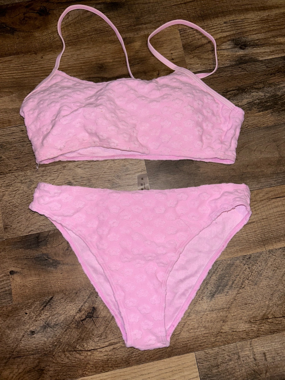 Pink Floral Textured Bikini Bottoms
